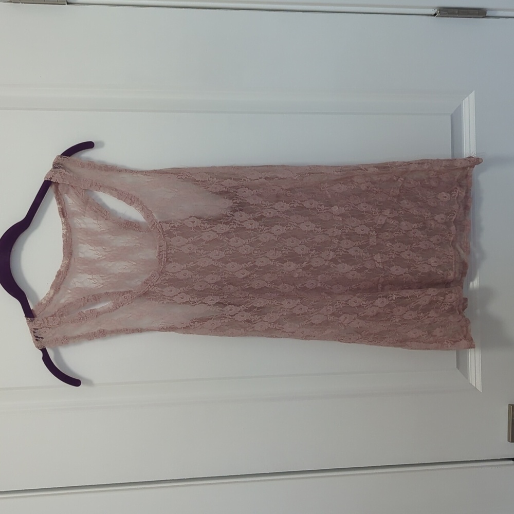 Pink lace racer back tank